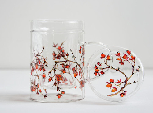 Glass Travel Mug Shrooms And Grass Art | Yevgenia Davidoff's Botanical  Portraits and Artwares