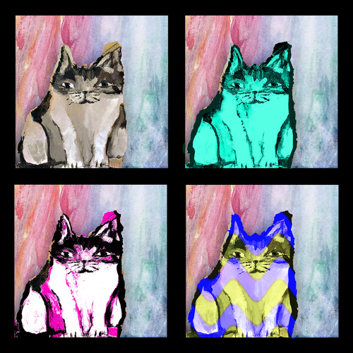 Warhol themed kitty cats 9.25x9.25 cdf8kb