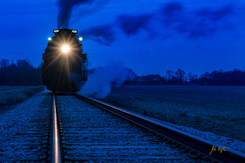 Pere marquette 1225 on the tracks before dawn near owosso michigan 24x36 vdjy17
