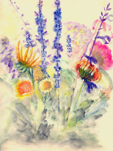 Summer bouquet watercolor w signature 9x12 600dpi eifzgc