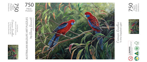 ジョアン・フックJOANNE HOOK 「CRIMSON ROSELLAS」 Pair of Jo Anne Hook Signed and Numbered Serigraphs