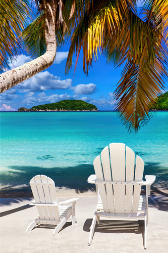 Two beach chairs in us virgin islands q5notu