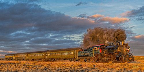 Grand canyon railroad engine 29 at sunset 24x48 eqyaza