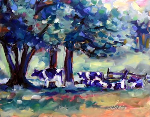 Sylvina rollins  shaded cows tiffany farm old lyme ct   oil painting asf upload 1 17 2022 landscape animals sg6ahg