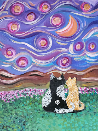 Starry night cats 12x16 tsxjp4