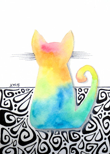 Tie dye kitten with hippie swirls 5x7 gwqy9w