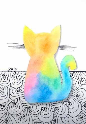 Tie dye kitten with swirls 5x7 wznjbd