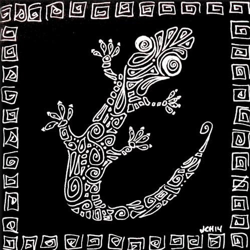 Black and white gecko 6x6 hljouz