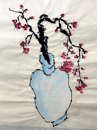 Blossoms in blue vase m9ivbp