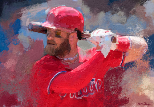 Mike Trout painting | Sports artist Mark Trubisky | Custom Sports Art