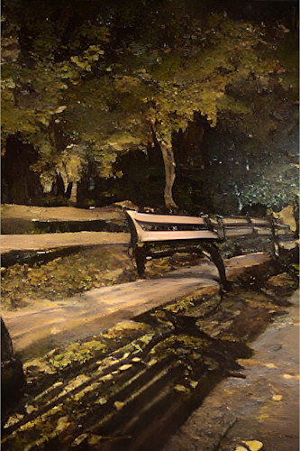 Park bench at night rz6uia