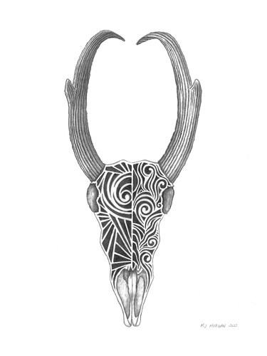 Prong horn skull decorative 24x18 bynekb