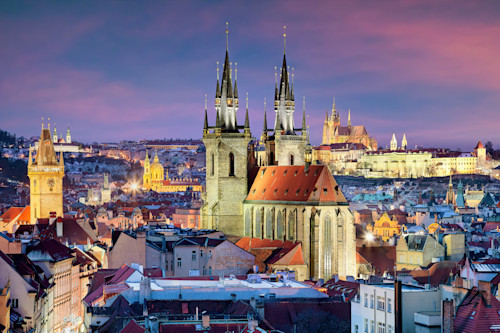 Prague capital city of czech republic during twilight blue hour xd2ieo