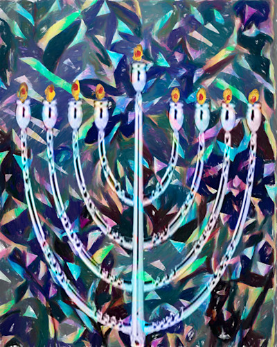 Chanukah menorah wflames j4ehbo