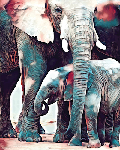 Elephant and calf yhrfnq