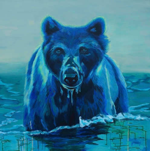 Blue grizzly bear fine art canvas qjbdmo