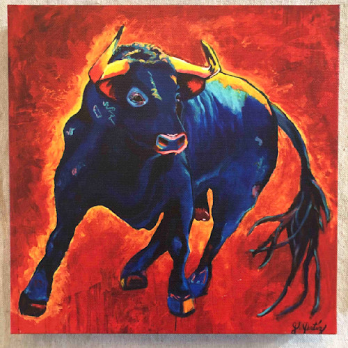 Blue charging bull in new york red gabriela ortiz ejjn18
