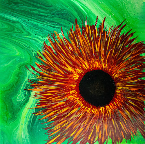 Red sunflower on green 16x16 1.5 wrap mkly4y