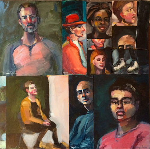 11 more portraits oil and mixed media on panel 24x24 jedm7a