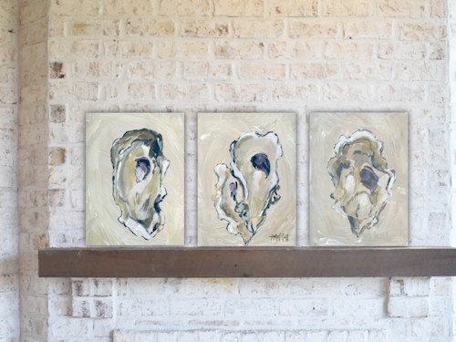 Oysters painting  set of 3 tan4 snn0ch