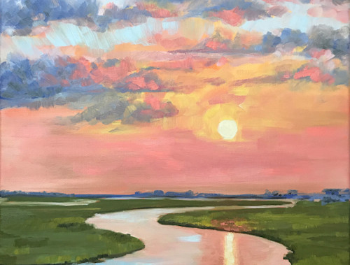 Glassy marsh lowcountry sunset painting 8723 y98ehc