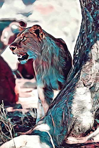 Lion by tree byxxre