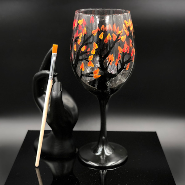 Jeweled Autumn Trees Wine Glass