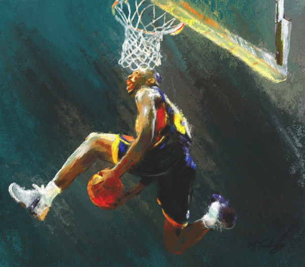 Slam dunk Basketball painting Sports artist Mark Trubisky Custom