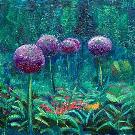 Original Encaustic Wax Landscape Painting Of Chanticleer Garden