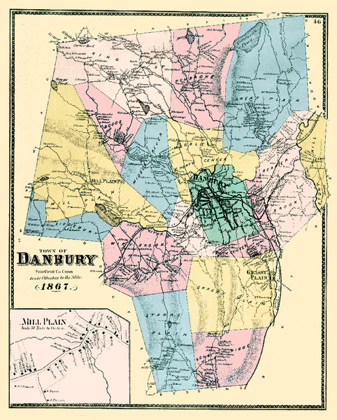 Danbury Connecticut Wall Map Basic Style By Marketmap - vrogue.co