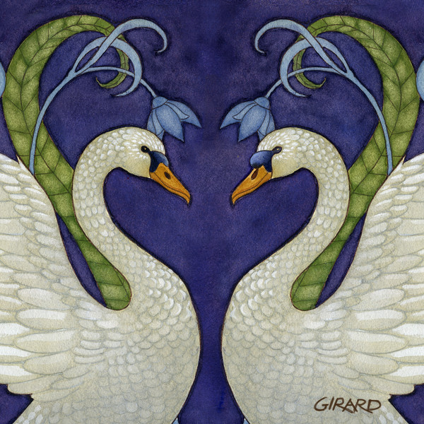 5 Swan Love, 8 X 8 Connoisseur Panel Print, Ready To Hang | Studio