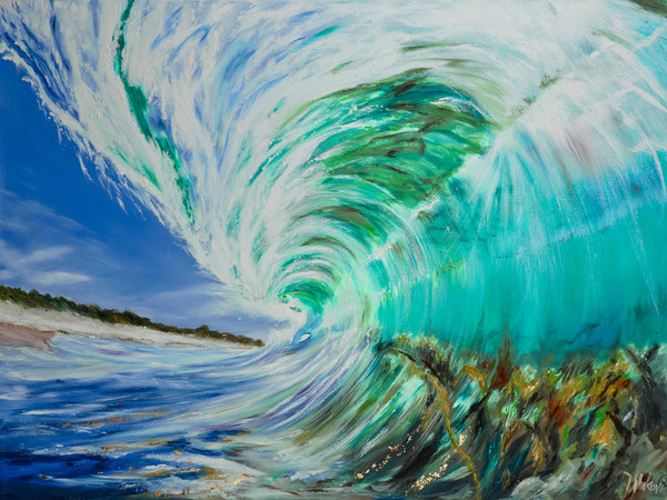 Store Original Watercolor Painting , Big Wave, 11x14