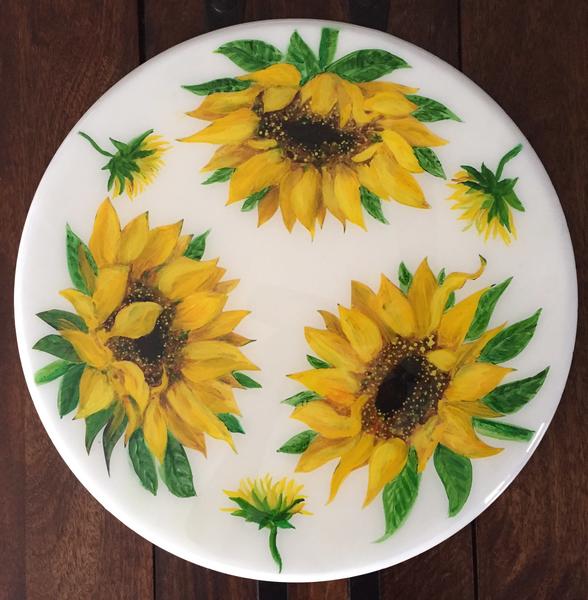 Sunflowers Lazy Susan by Artist Kristine Kainer