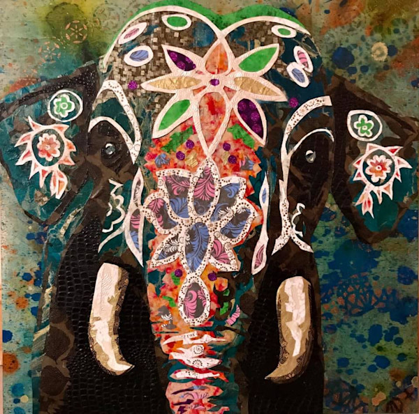 Painted Indian Elephant Art Kristi Abbott Gallery Studio   Elephant G4icjt 