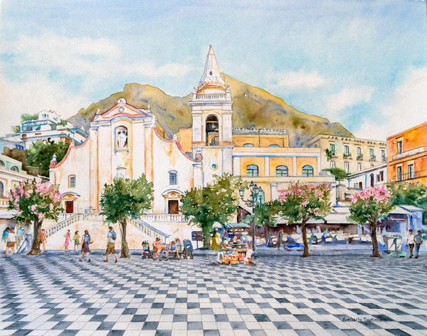 La Piazza Ix Aprile, Taormina Original Art | Kimberly Cammerata