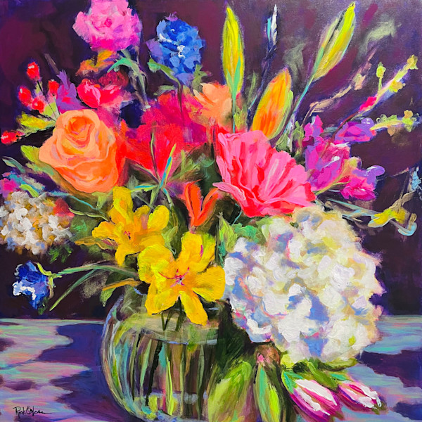 Paintings of Colorful Flowers in Oil and Acrylic