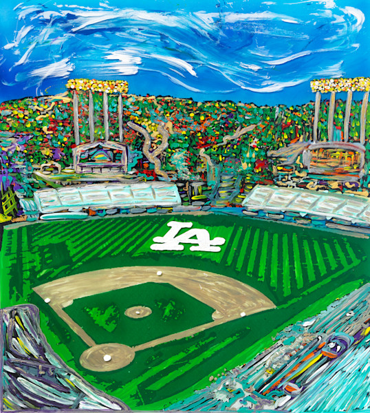  Los Angeles Dodger Stadium Black Float Frame Canvas