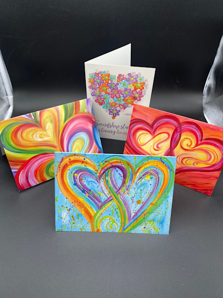 NEW ARTWORK! Pack of 4 Blank Cards - Art with a Heart