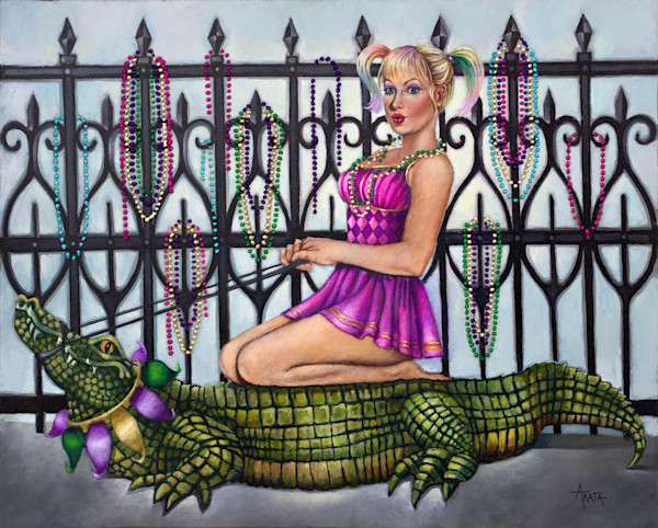 Mardi Gras Pin Up Girl Art Geraldine Arata