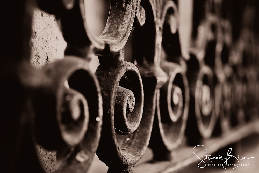 Scrolling rod iron black and white fine art photography for sale