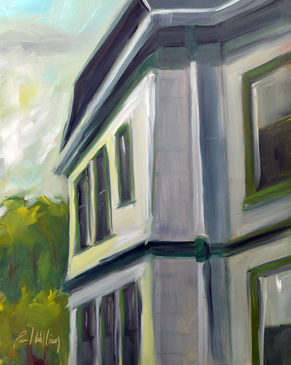 White House Green Trim Plein Air Painting By Paul William Art For White House Green Trim