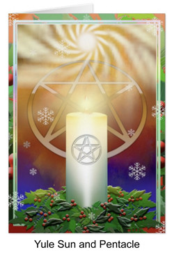 Yule sun candle and pentacle