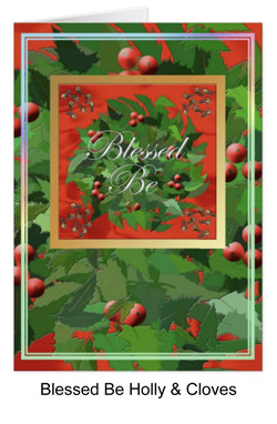 Blessed be card with holly and cloves