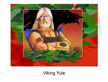Viking yule card with holly