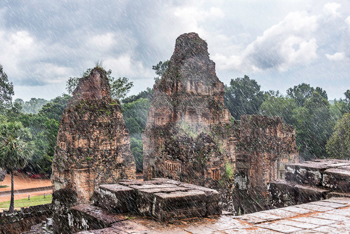 One of the Temples at Angkor Wat during a downpour