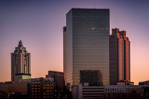 A colorful sunrise in the City of Atlanta 