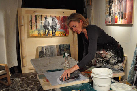 studio image of memory art girl working