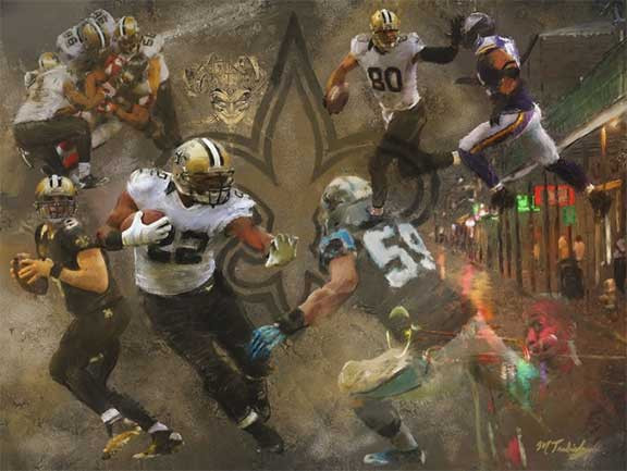 New Orleans Saints painting by sports artist Mark Trubisky