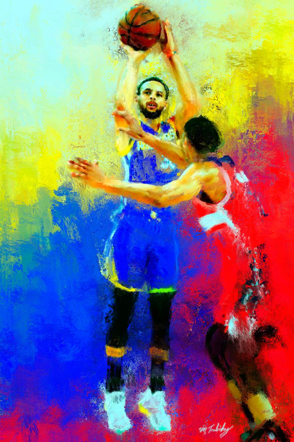 Steph Curry basketball painting by sports artist mark trubisky