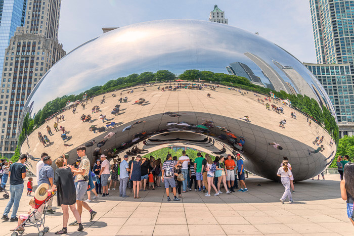 Close up of the Bean at Millennium Park